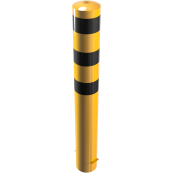 Bollard | steel tube  193 x 3,6 mm | yellow / black | stationary, for casting in concrete | total length: 1500 mm | with welded steel cap
